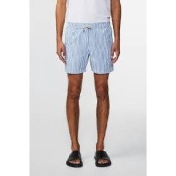 NN. 07 Gregor Drawstring Shorts Size XL Blue Stripe Elastic Waist Pockets New - Picture 12 of 12